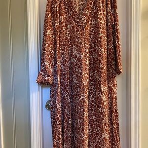 2xl Wonderly rust & cream long ruffle dress